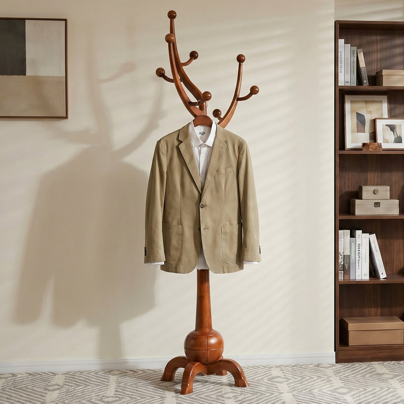 Wildon Home® Janiya 8-Hook Solid Wood Freestanding Coat Rack